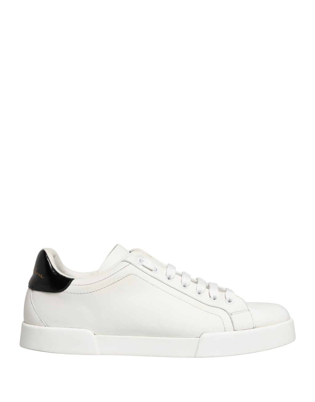 Dolce & Gabbana White Black Portofino Leather Sneakers Shoes