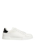 Dolce & Gabbana White Black Portofino Leather Sneakers Shoes