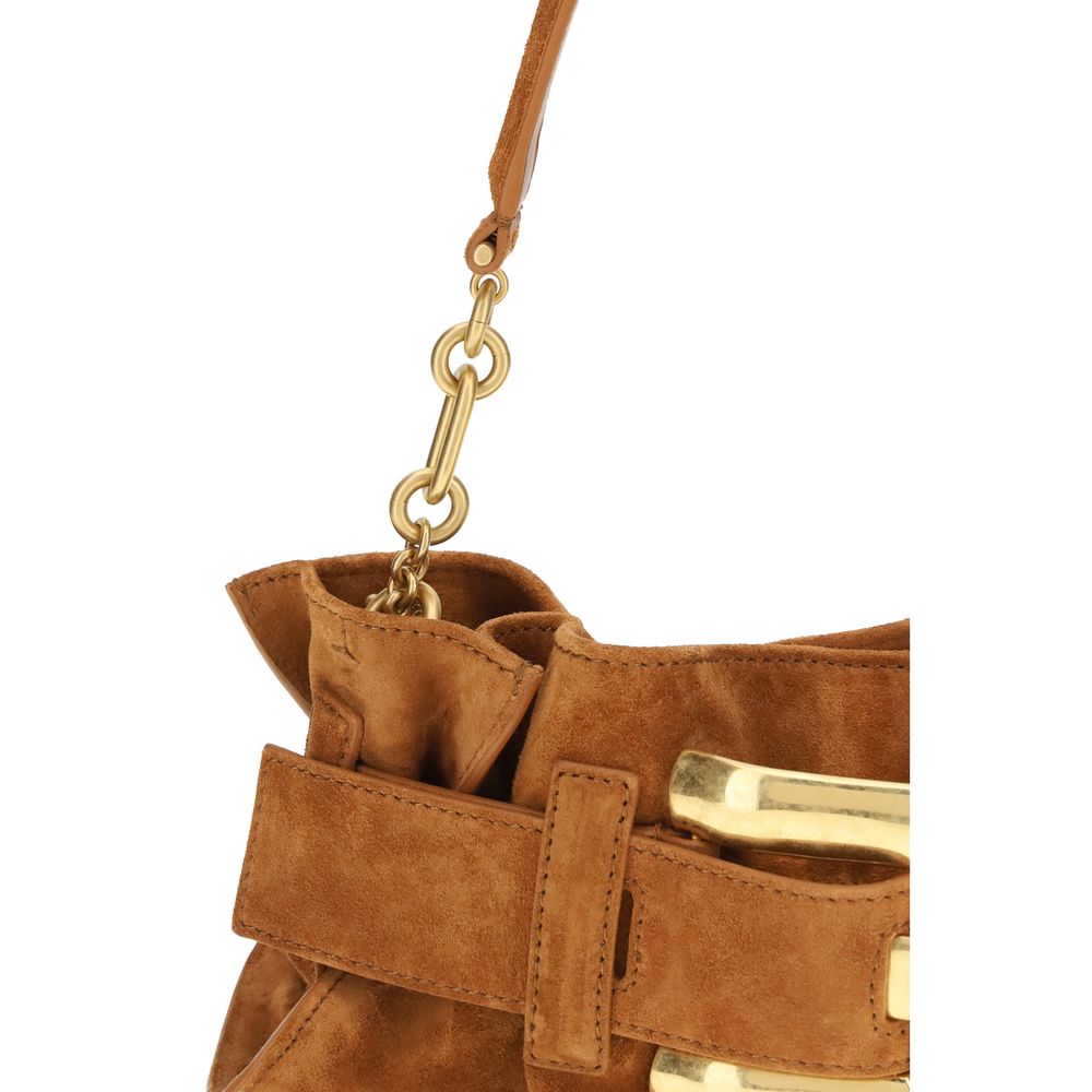 Balmain Beige Calf Leather Bos Taurus Shoulder Bag