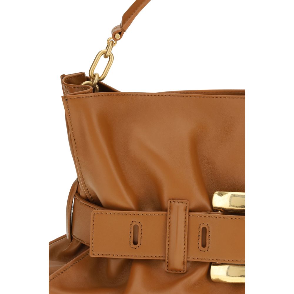 Balmain Brown Calf Leather Bos Taurus Shoulder Bag