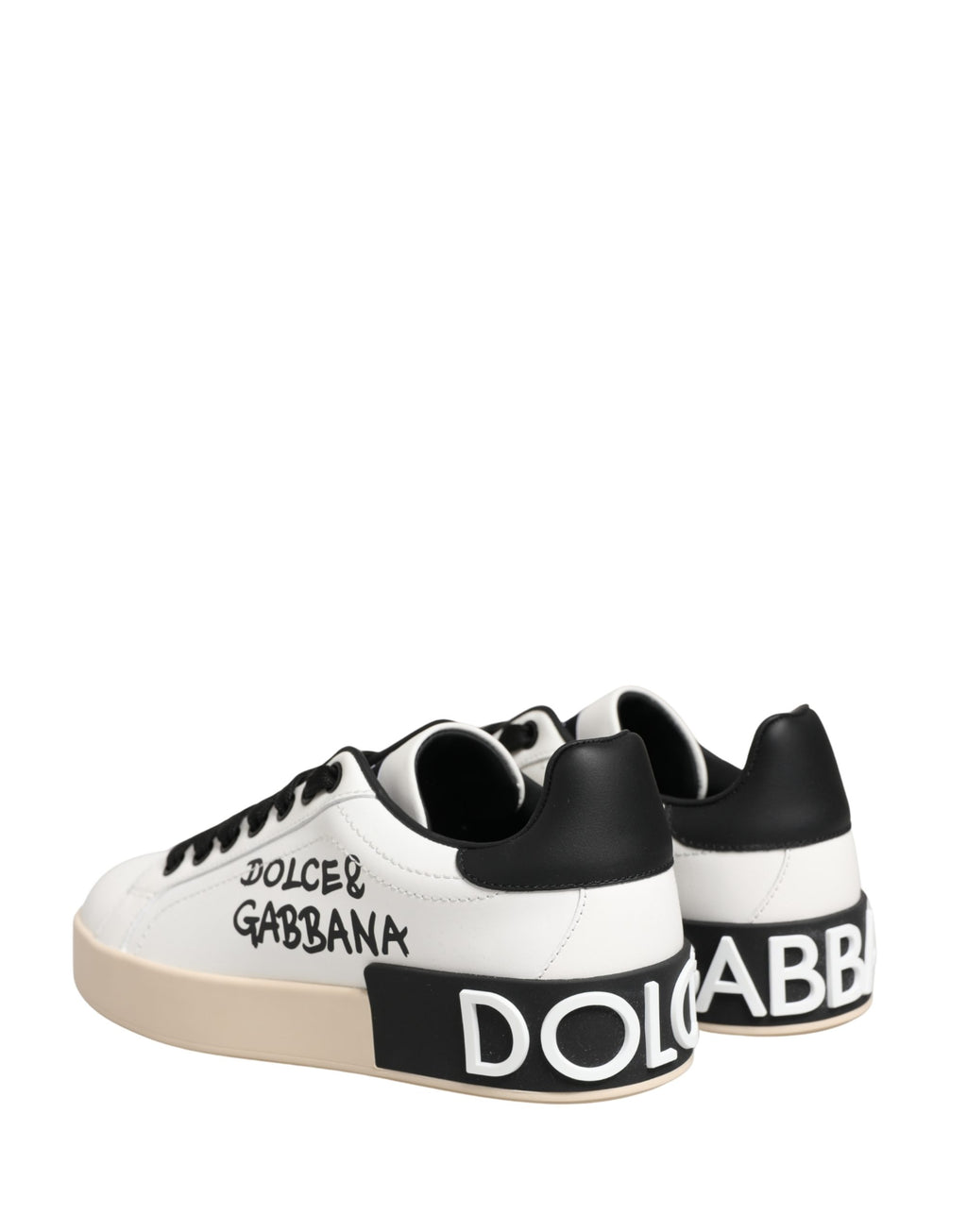 Dolce & Gabbana White Low Top Portofino Leather Sneakers Shoes
