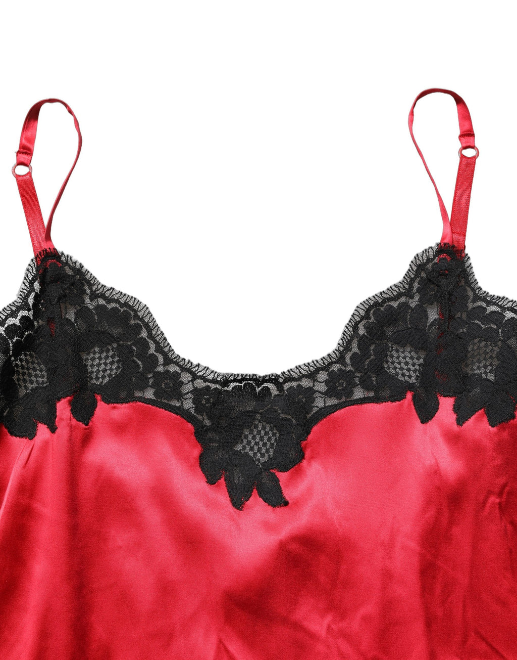 Dolce & Gabbana Red Black Lace Lingerie Short Chemise Sleepwear