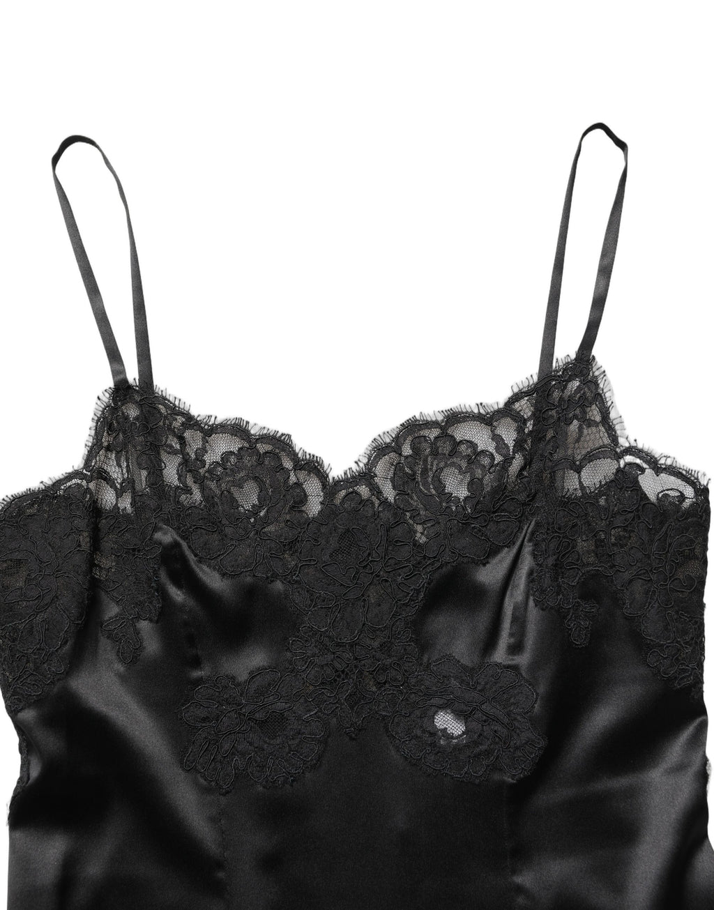 Dolce & Gabbana Black Silk Lace Lingerie Short Chemise Sleepwear