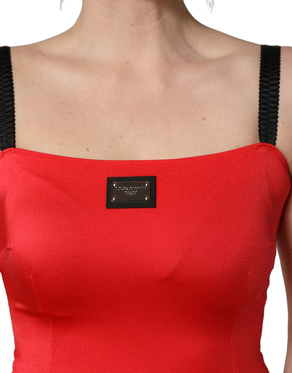 Dolce & Gabbana Red Nylon Blend Cady Sleeveless Mini Dress