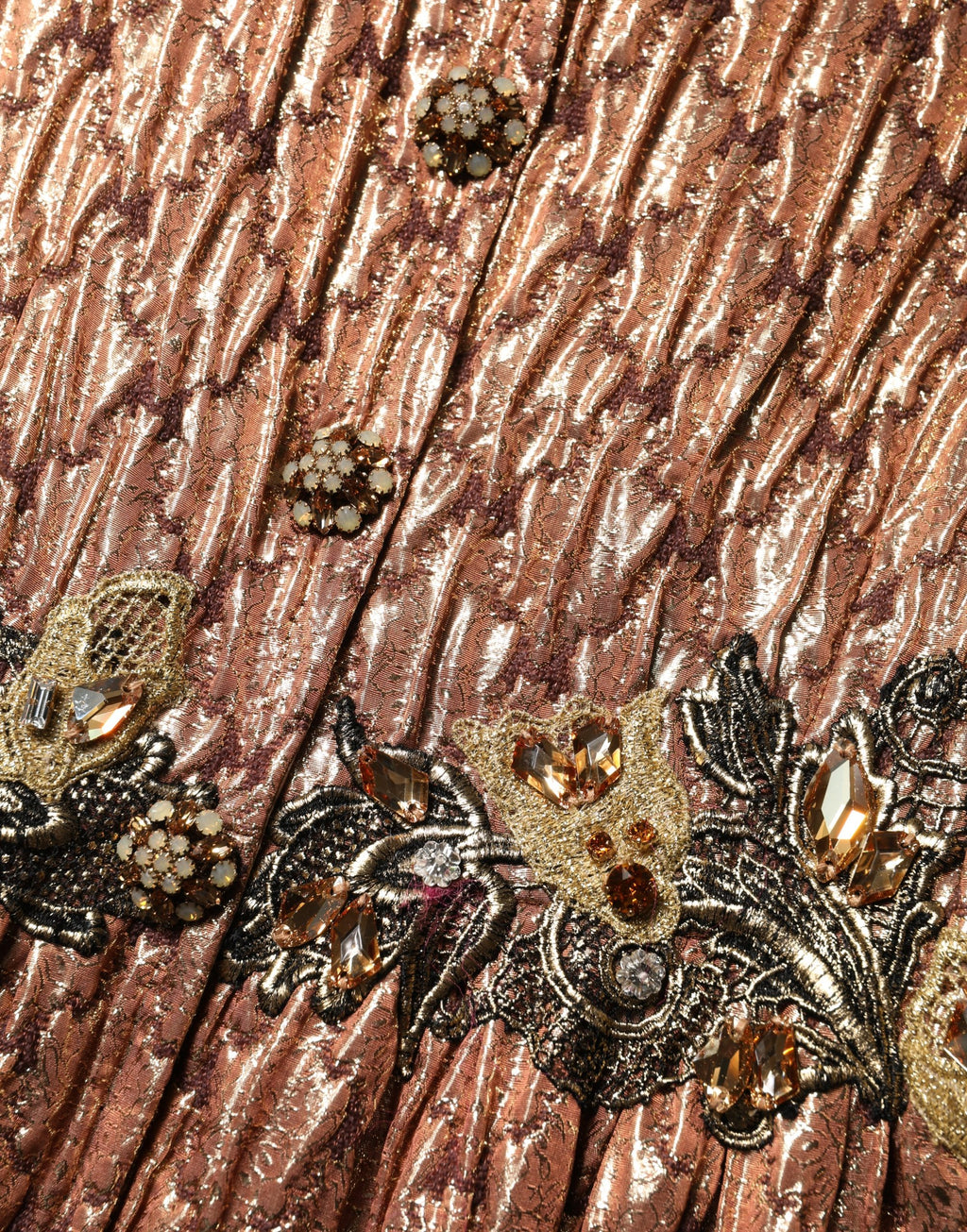 Dolce & Gabbana Brown Metallic Crystal Evening Gown Dress