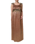 Dolce & Gabbana Brown Metallic Crystal Evening Gown Dress