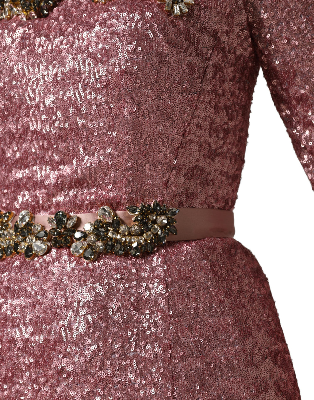 Dolce & Gabbana Pink Embellished Sequined Evening Gown Dress