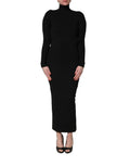 Dolce & Gabbana Black Long Sleeves Viscose Sheath Maxi Dress