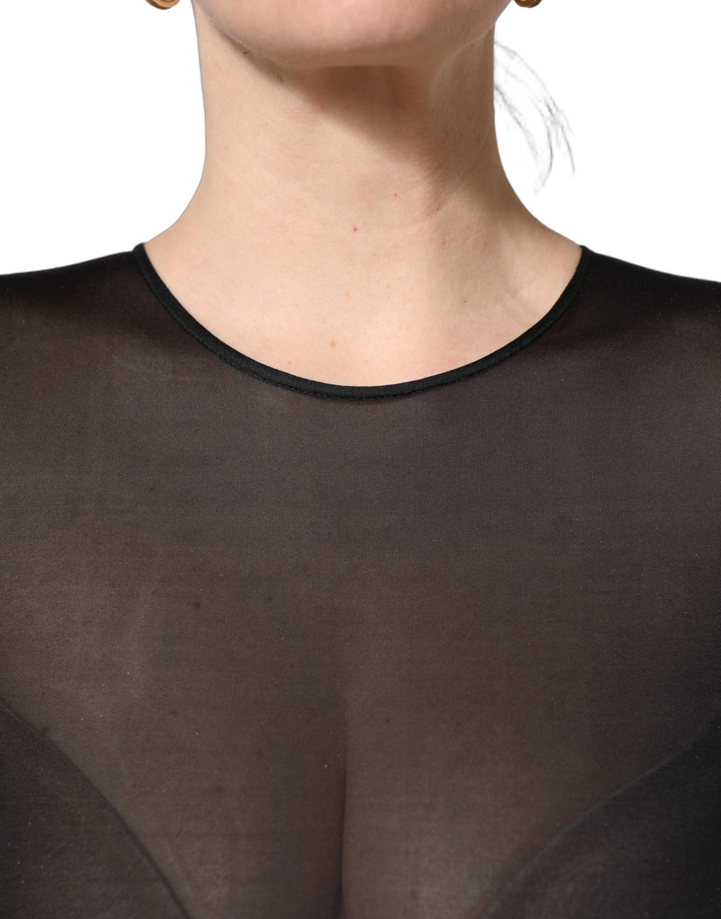 Dolce & Gabbana Black Sheer Long Sleeves Sheath Midi Dress
