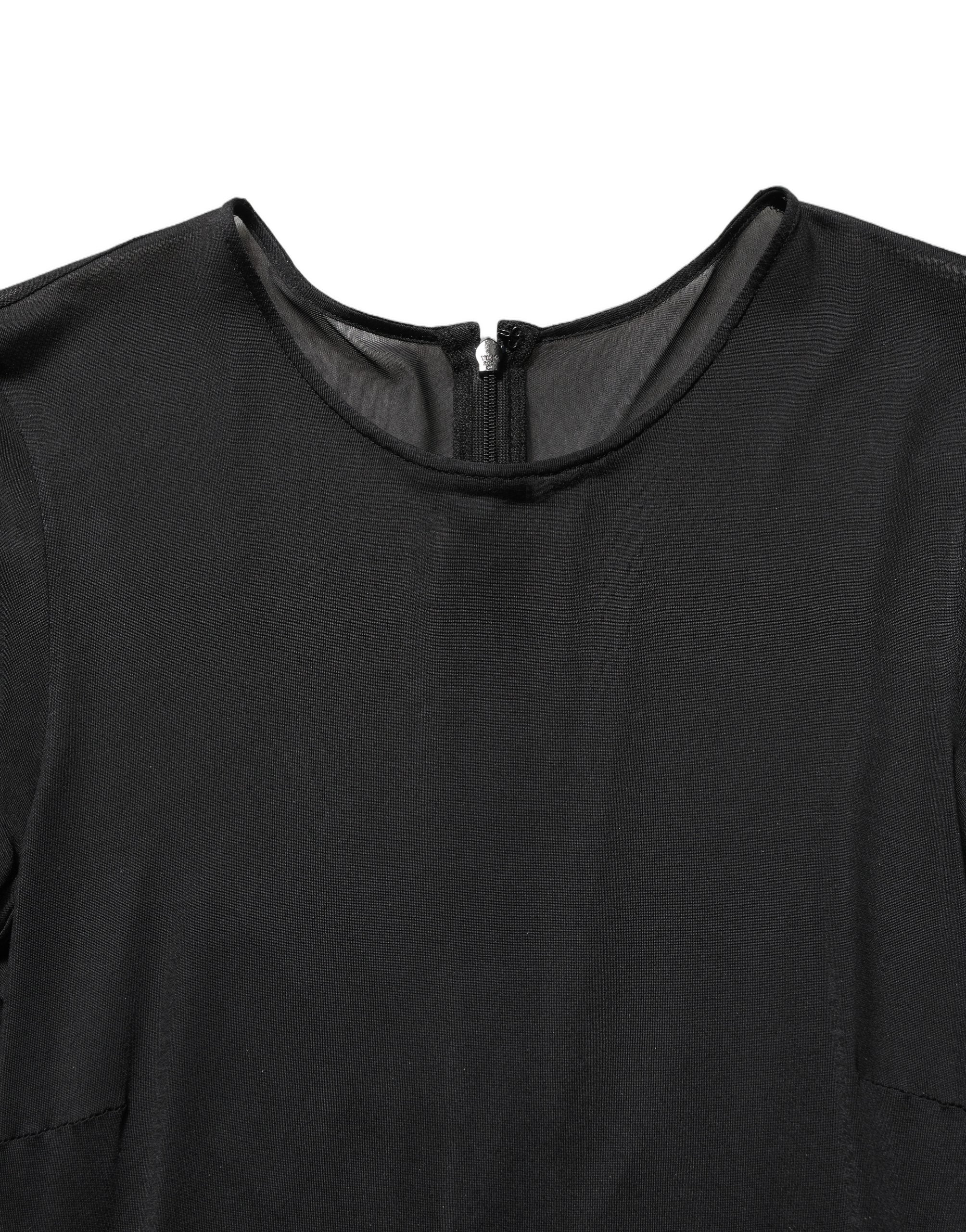 Dolce & Gabbana Black Sheer Long Sleeves Sheath Midi Dress