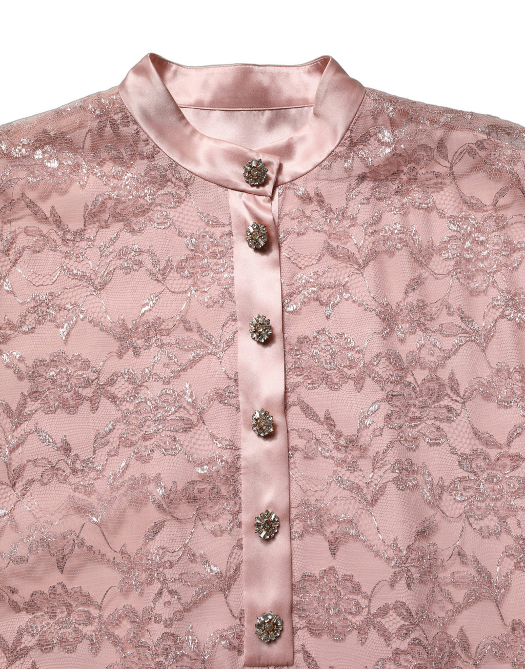 Dolce & Gabbana Pink Corded Floral Lace Kaftan Midi Dress