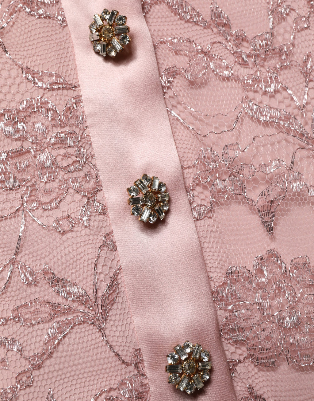 Dolce & Gabbana Pink Corded Floral Lace Kaftan Midi Dress