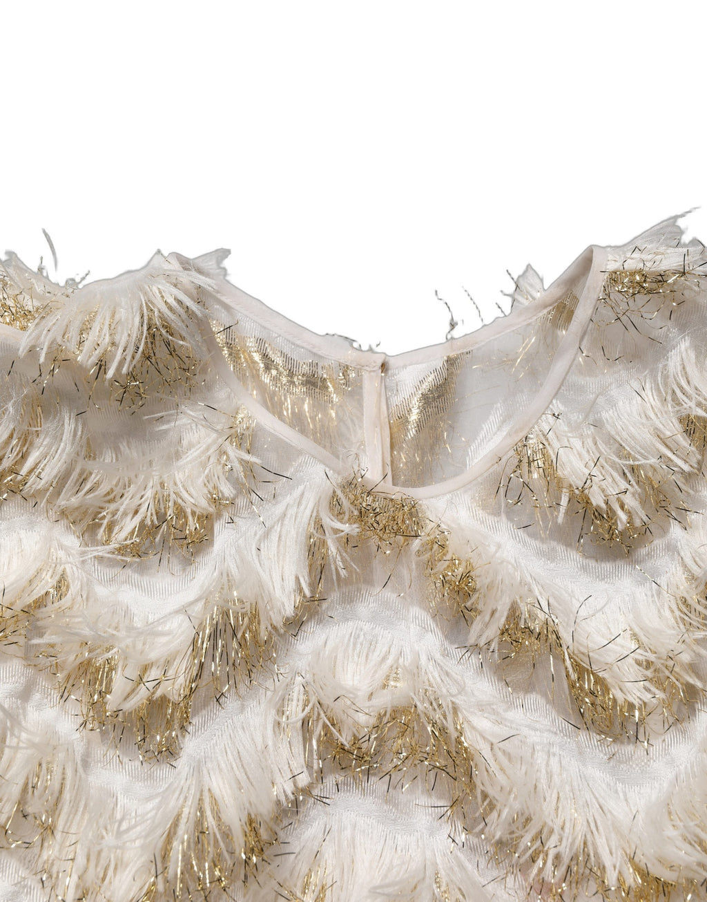 Dolce & Gabbana Ivory Fringe Layered Shift Midi Dress
