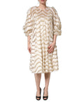Dolce & Gabbana Ivory Fringe Layered Shift Midi Dress
