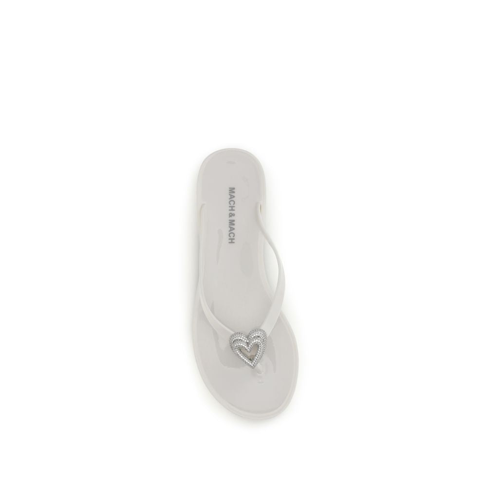 MACH & MACH White Rubber Flat Sandals