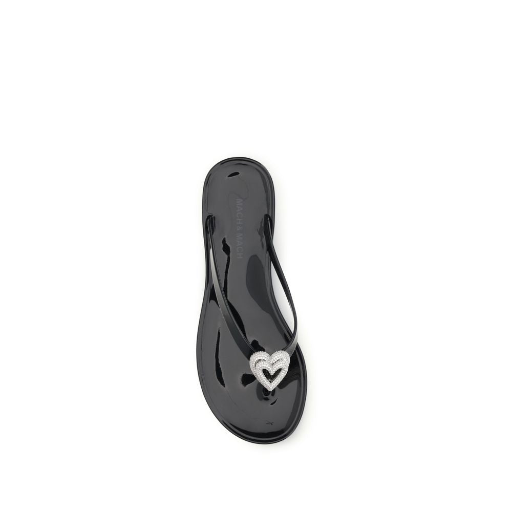 MACH & MACH Black Rubber Flat Sandals