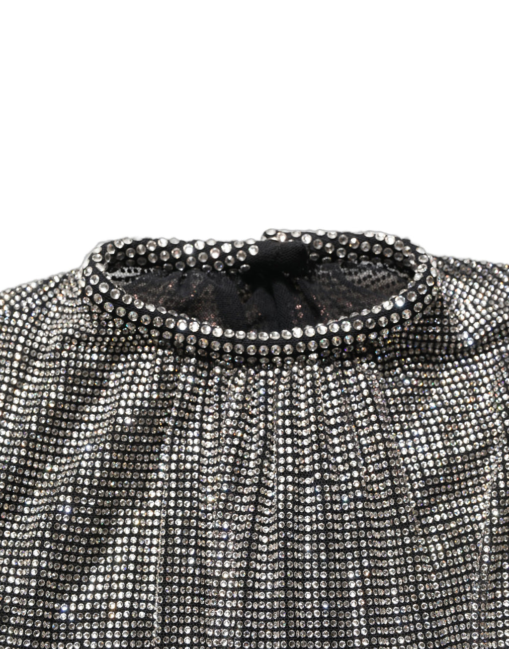 Dolce & Gabbana Silver Rhinestones Long Sleeves Bodysuit Mini Dress