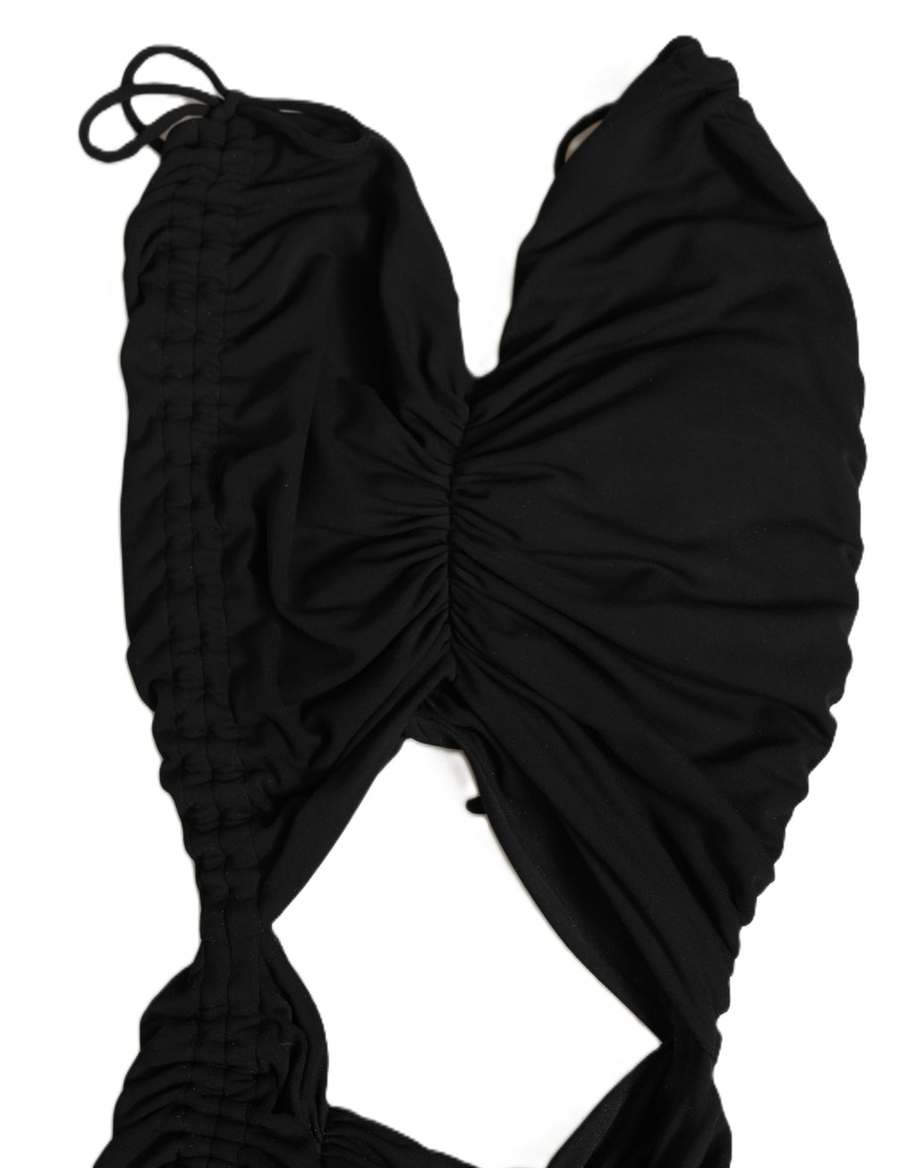 Dolce & Gabbana Black Jersey Calf Length Cut-Out Ruched Dress
