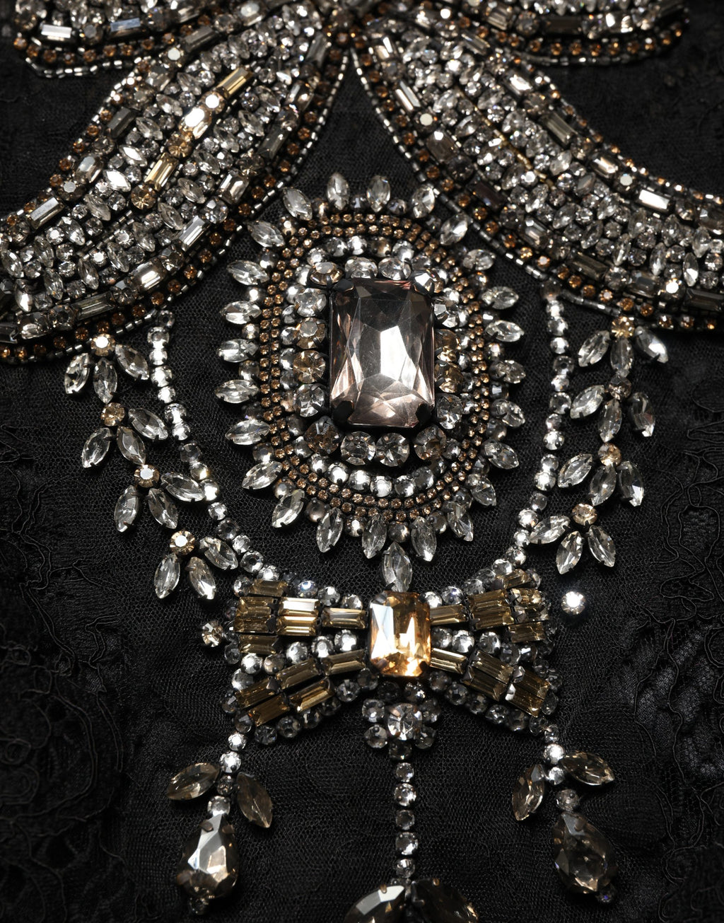Dolce & Gabbana Black Crystal Embellished Sheath Midi Dress