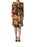 Dolce & Gabbana Multicolor Floral Print LongSleeve Midi Dress