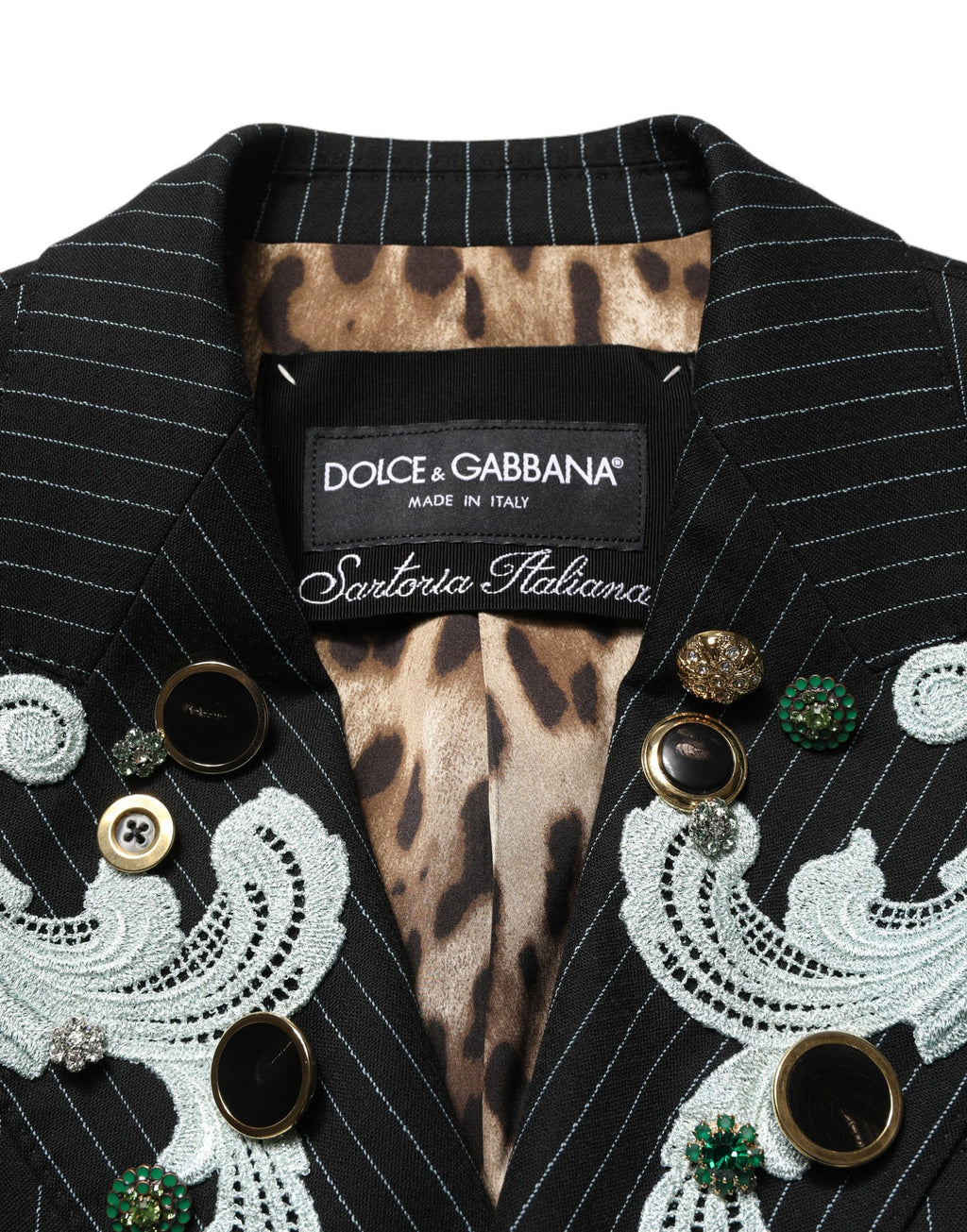 Dolce & Gabbana Black Stripe Double-Breasted Blazer Jacket