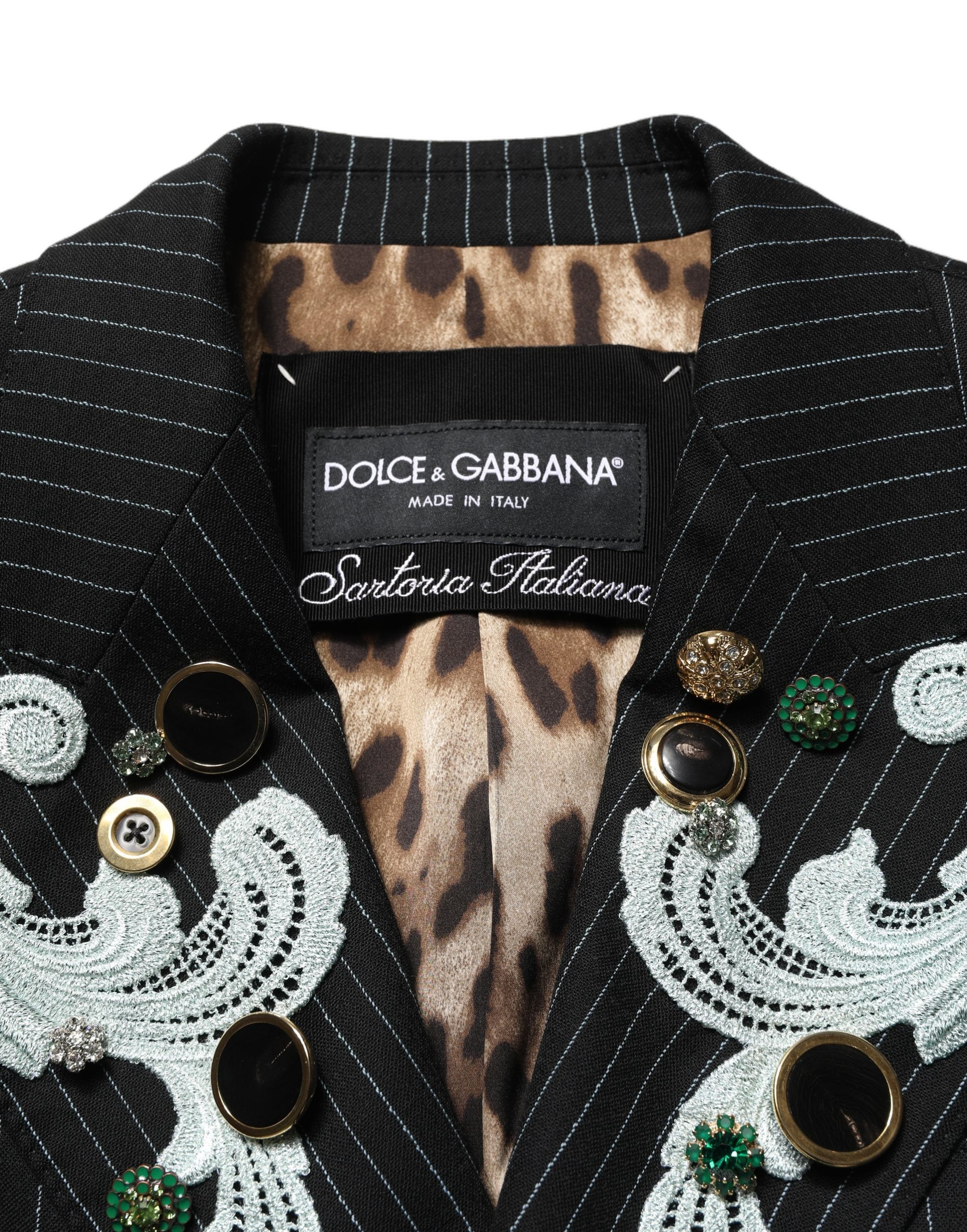 Dolce & Gabbana Black Stripe Double-Breasted Blazer Jacket