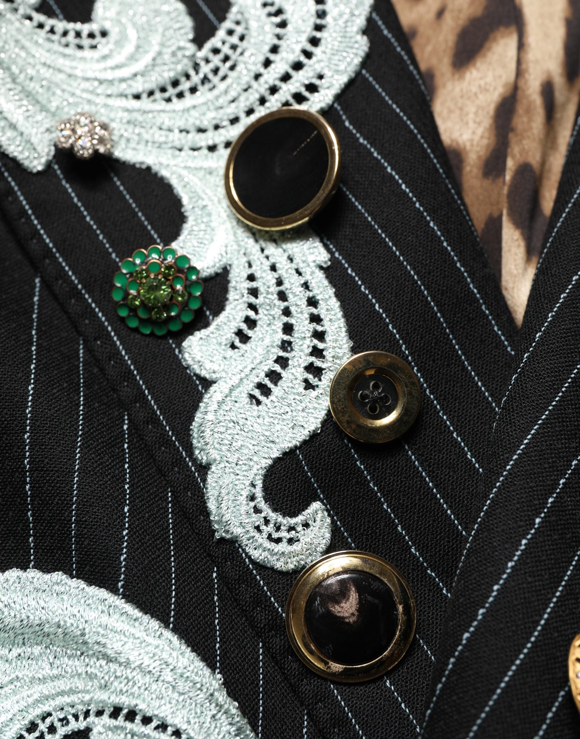 Dolce & Gabbana Black Stripe Double-Breasted Blazer Jacket