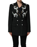 Dolce & Gabbana Black Stripe Double-Breasted Blazer Jacket