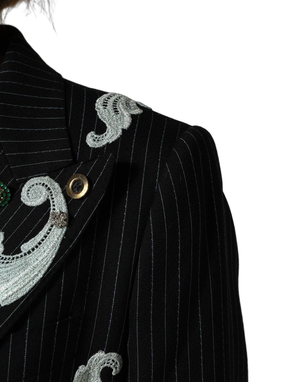 Dolce & Gabbana Black Stripe Double-Breasted Blazer Jacket