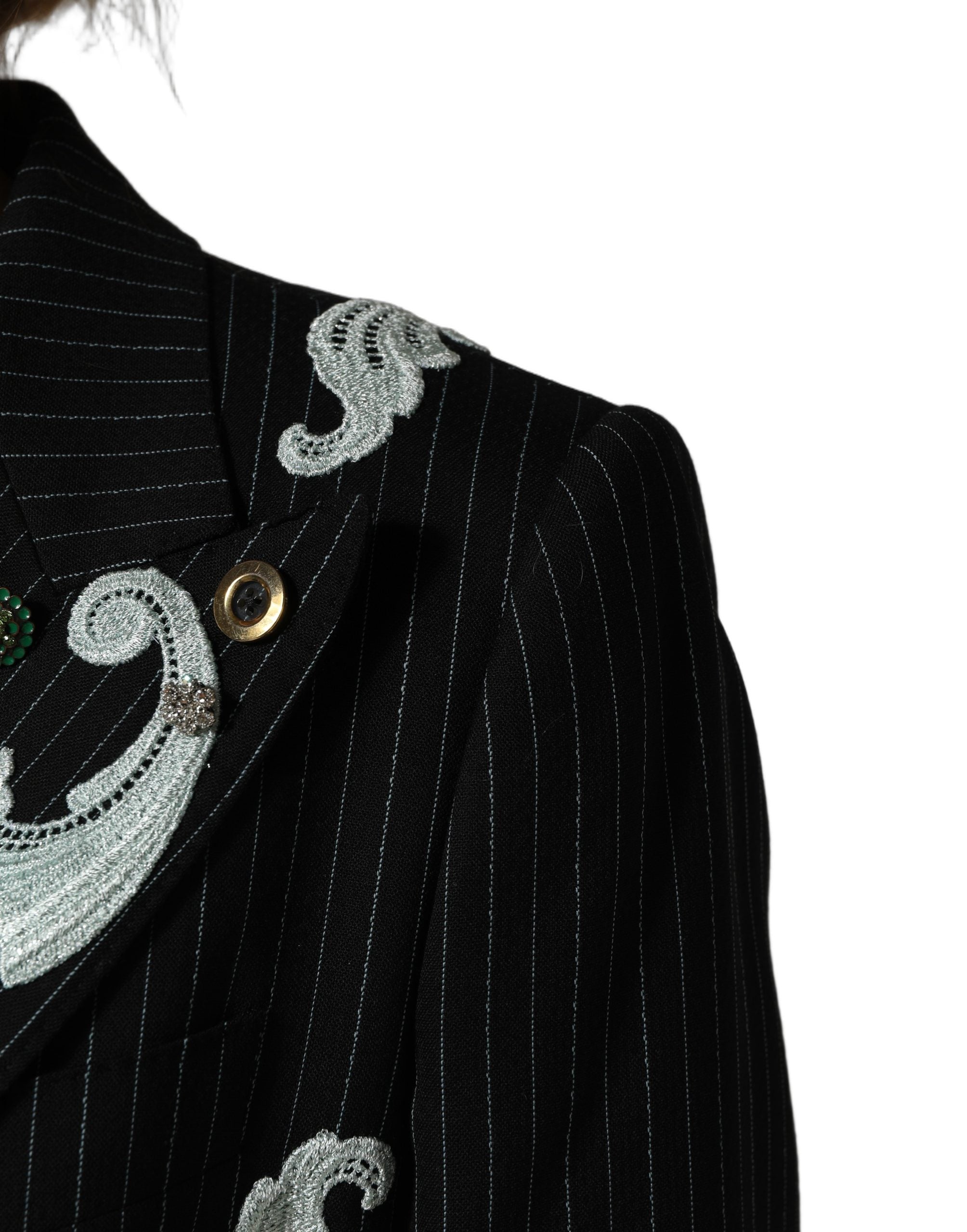 Dolce & Gabbana Black Stripe Double-Breasted Blazer Jacket