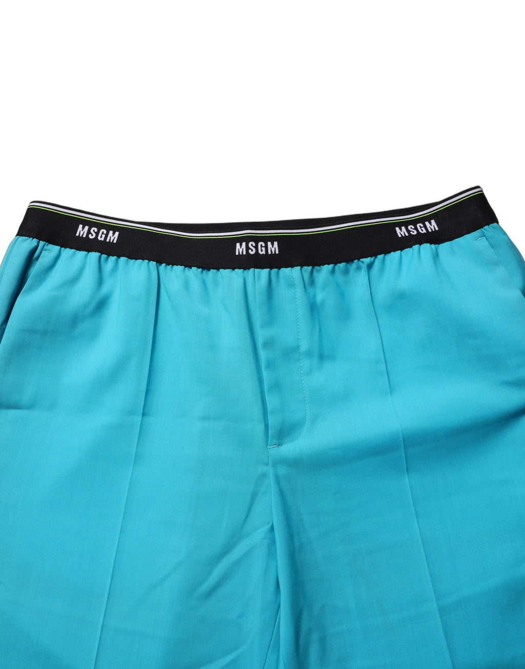 MSGM Blue Wool Mid Waist Tapered Women Trouser Pants