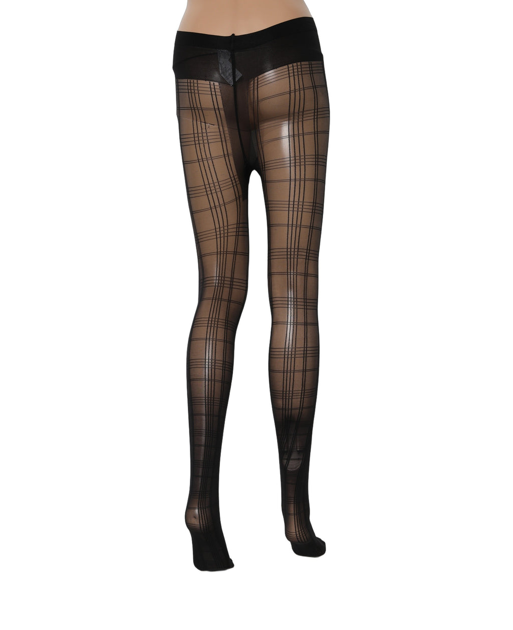 Dolce & Gabbana Black Nylon Tartan Pattern Tights Stockings Socks