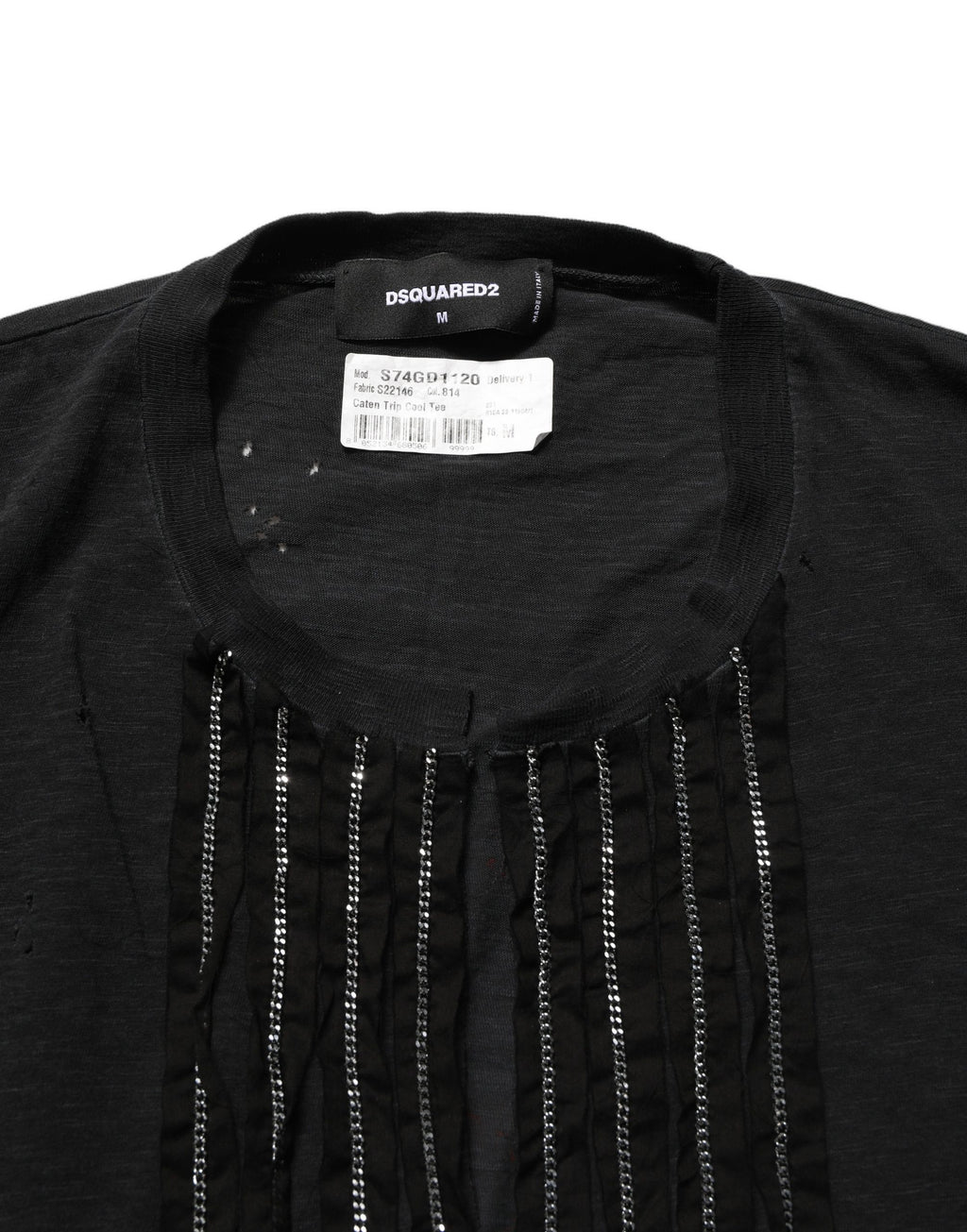 Dsquared² Black Chain Embellished Cotton Short Sleeve T-shirt