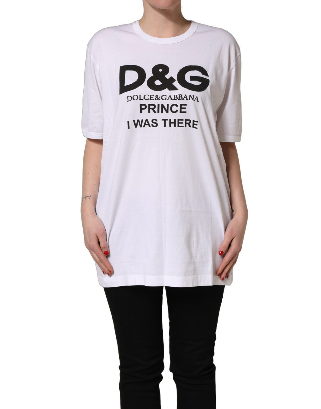 Dolce & Gabbana White D&G PRINCE I WAS THERE Crew Neck T-shirt