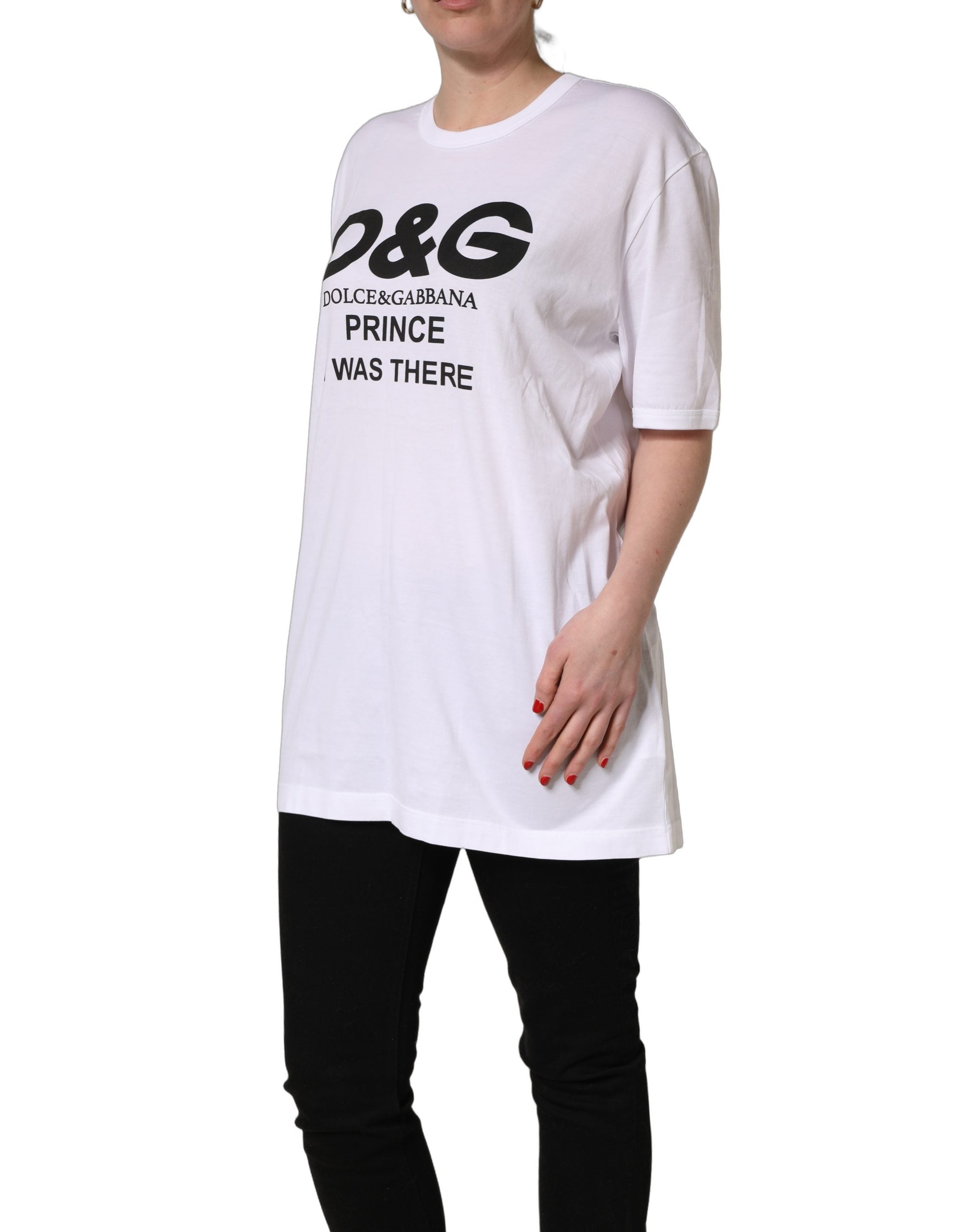 Dolce & Gabbana White D&G PRINCE I WAS THERE Crew Neck T-shirt