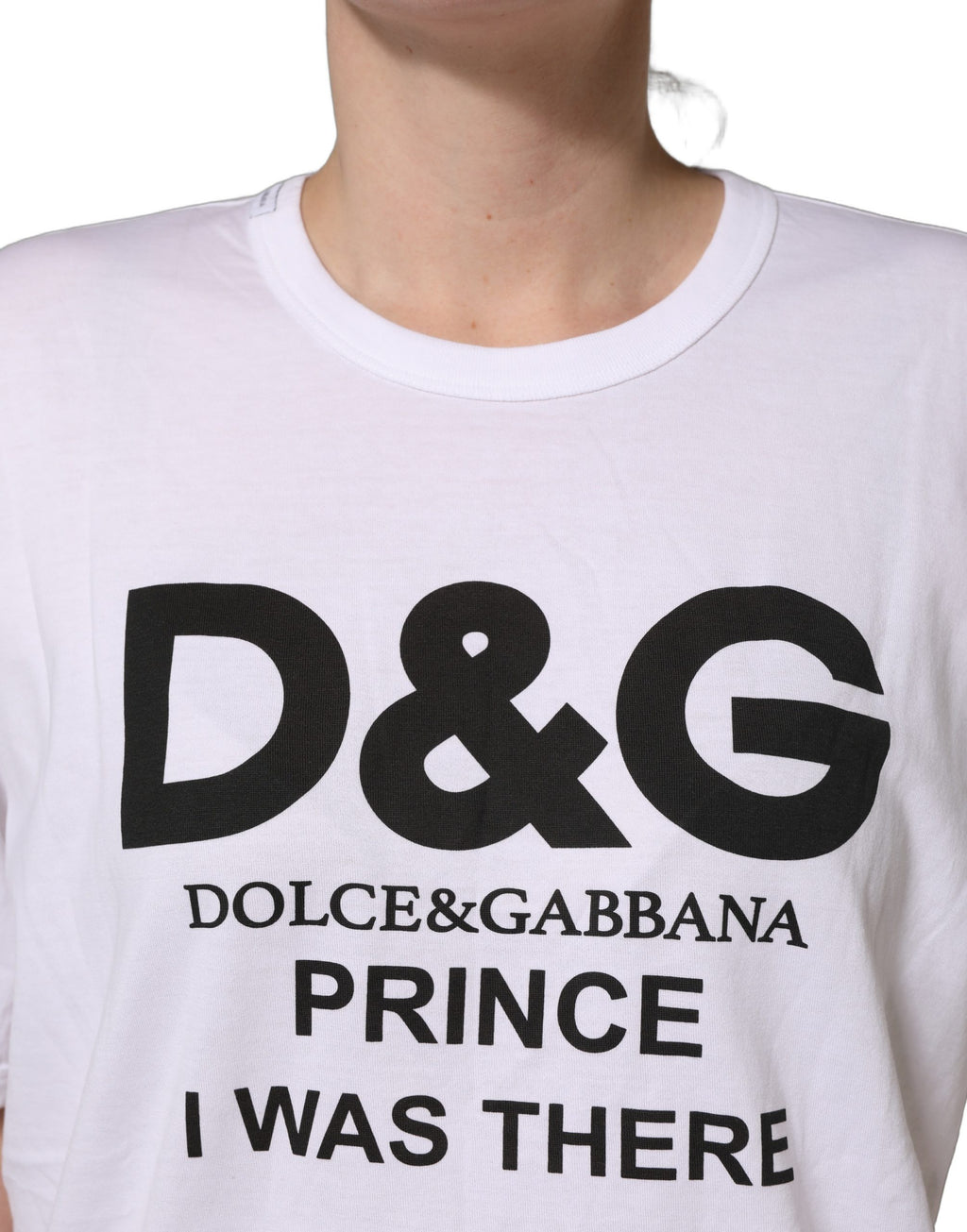 Dolce & Gabbana White D&G PRINCE I WAS THERE Crew Neck T-shirt
