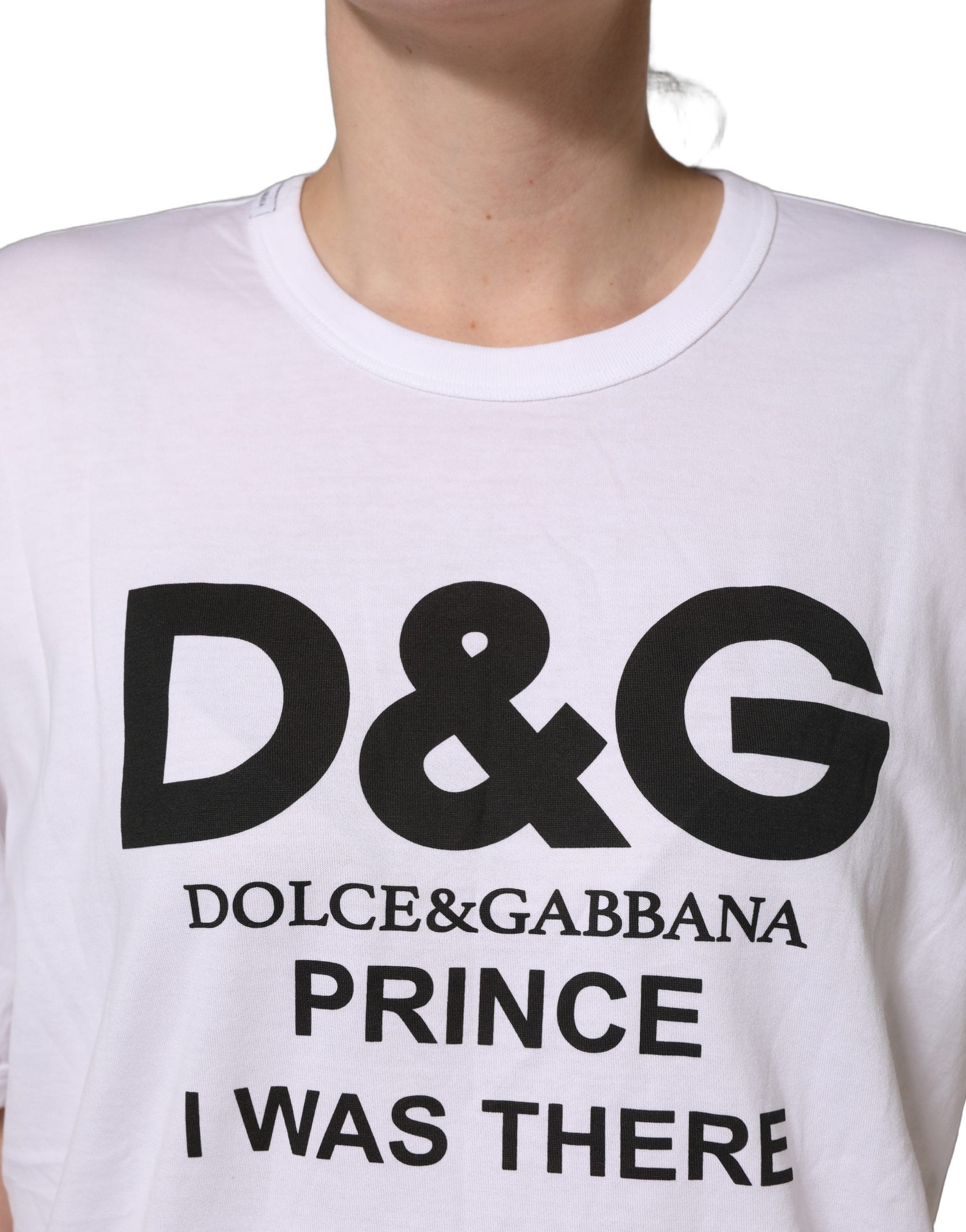 Dolce & Gabbana White D&G PRINCE I WAS THERE Crew Neck T-shirt