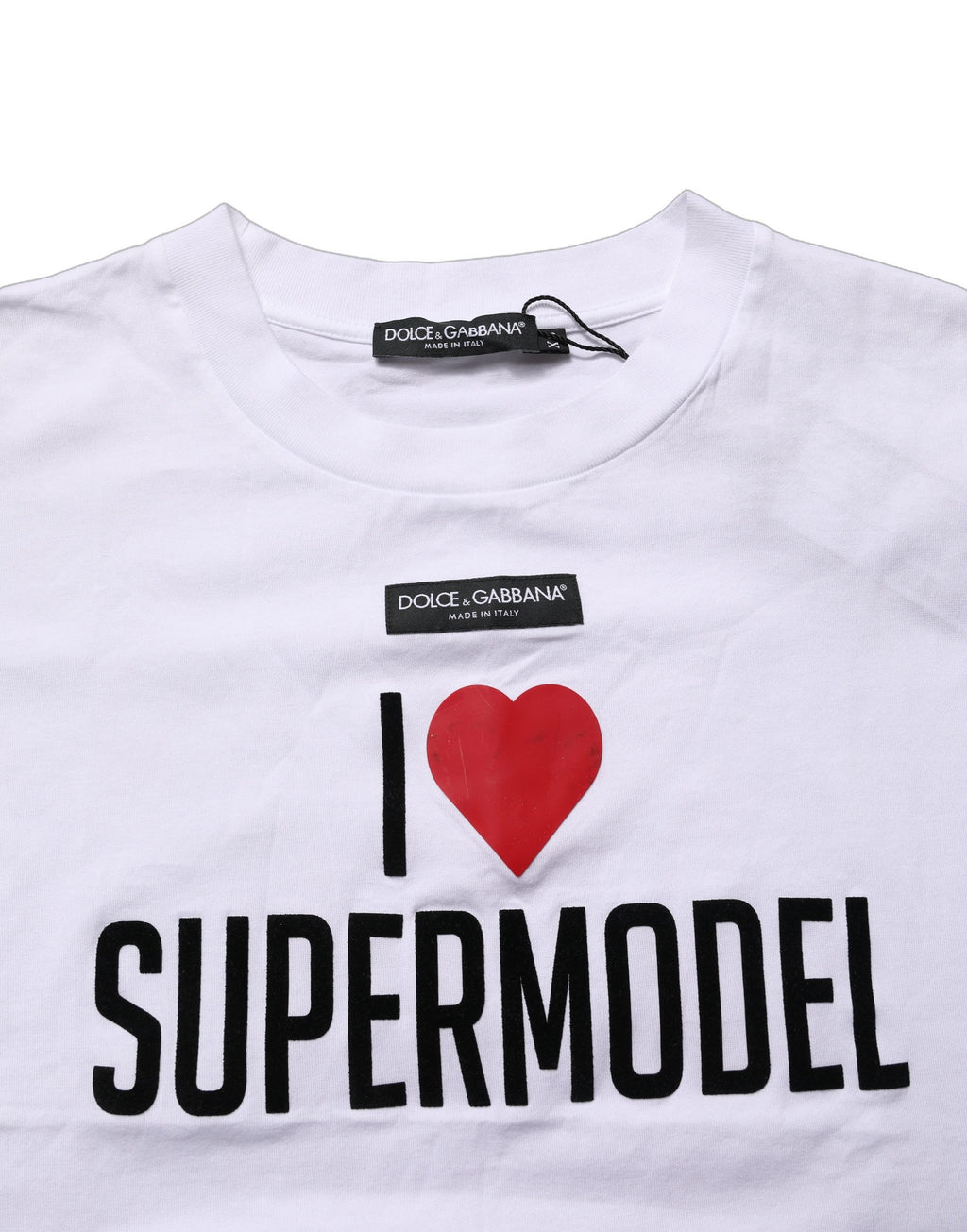 Dolce & Gabbana White I Love Supermodel Cotton Crew Neck T-shirt