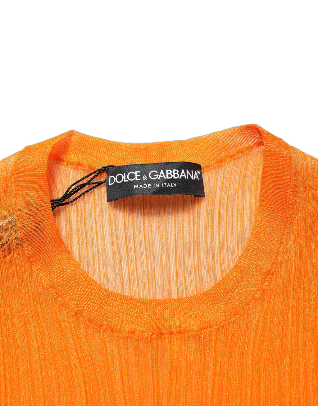 Dolce & Gabbana Orange See Through Crew Neck Blouse Tank Top