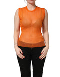 Dolce & Gabbana Orange See Through Crew Neck Blouse Tank Top