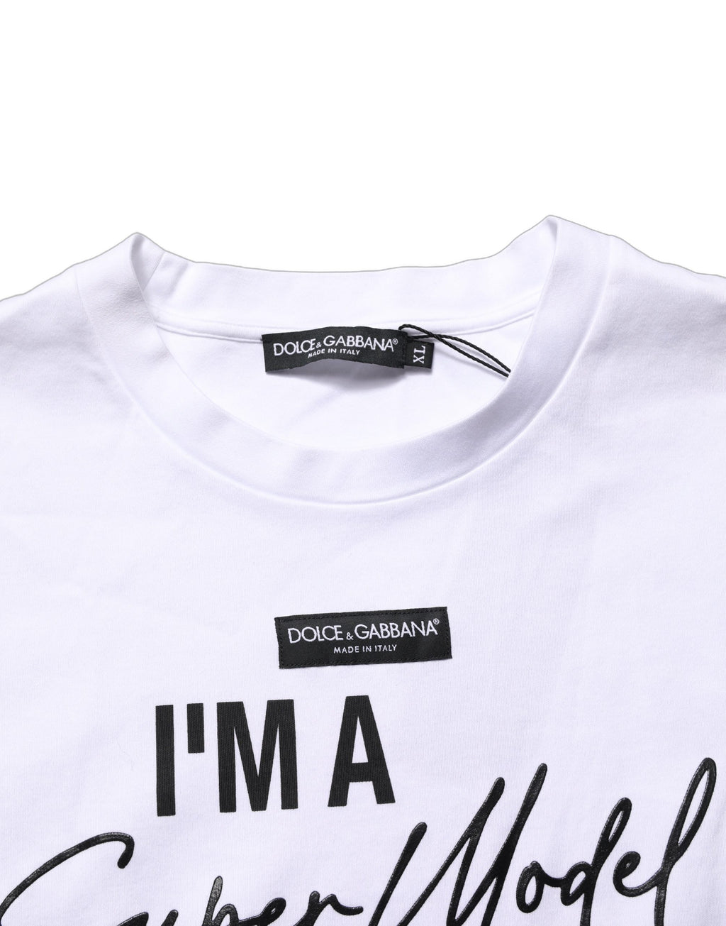 Dolce & Gabbana White I'm A Super Model Fan Print Jersey T-shirt