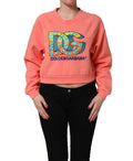 Dolce & Gabbana Pink Graphic Crew Neck Cropped Sweatshirt Sweater