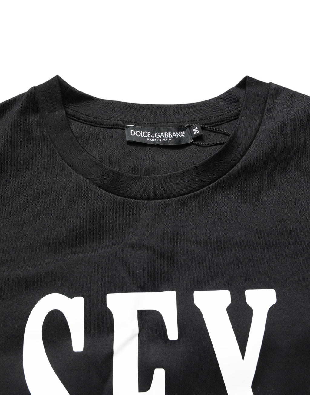 Dolce & Gabbana Black Jersey Graphic Short Sleeve Crew Neck T-shirt