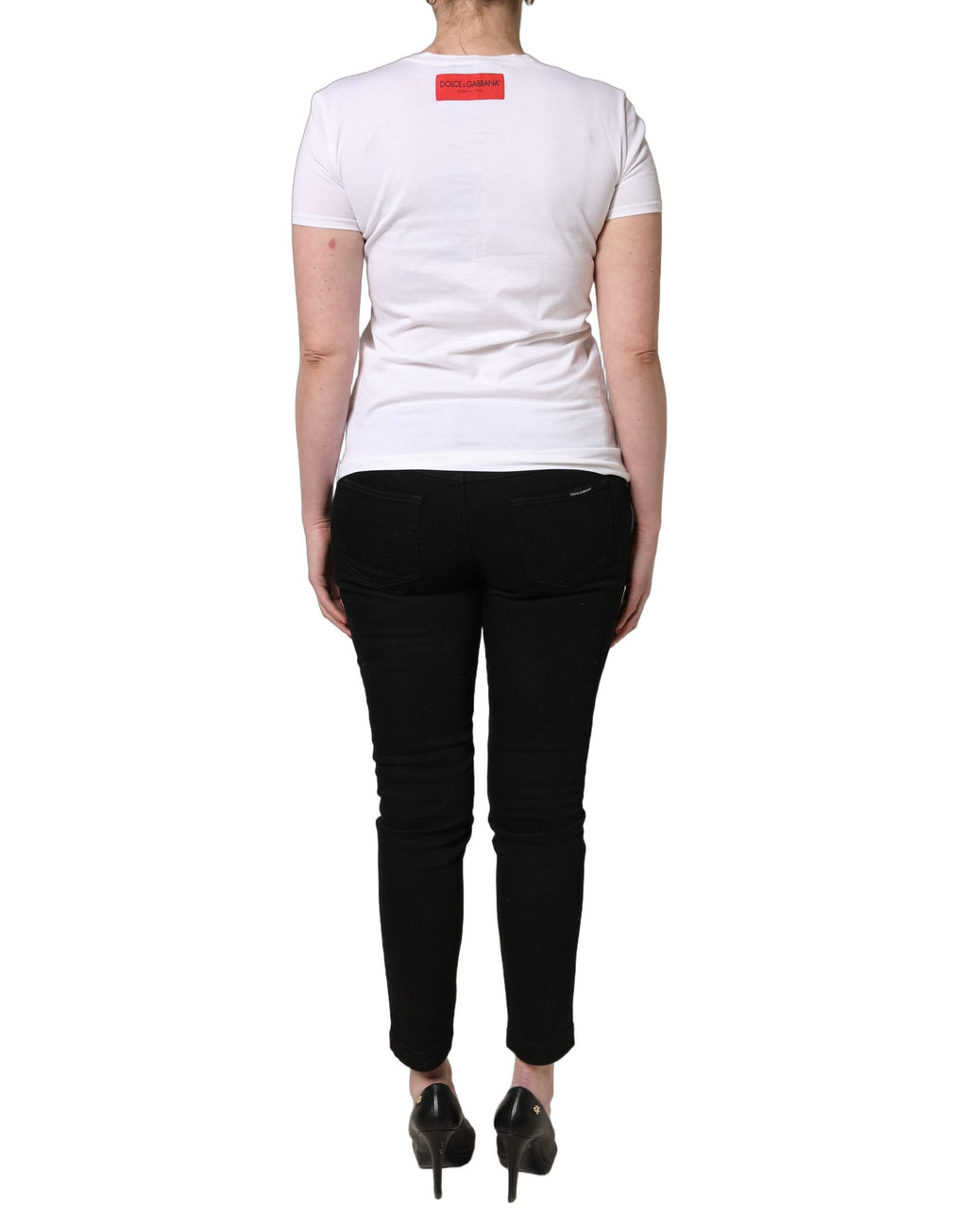 Dolce & Gabbana White Floral Graphic Short Sleeve Crew Neck T-shirt