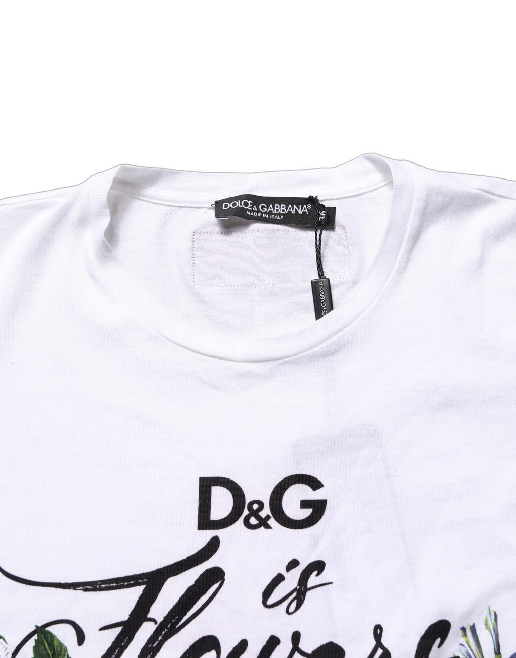 Dolce & Gabbana White Floral Graphic Short Sleeve Crew Neck T-shirt