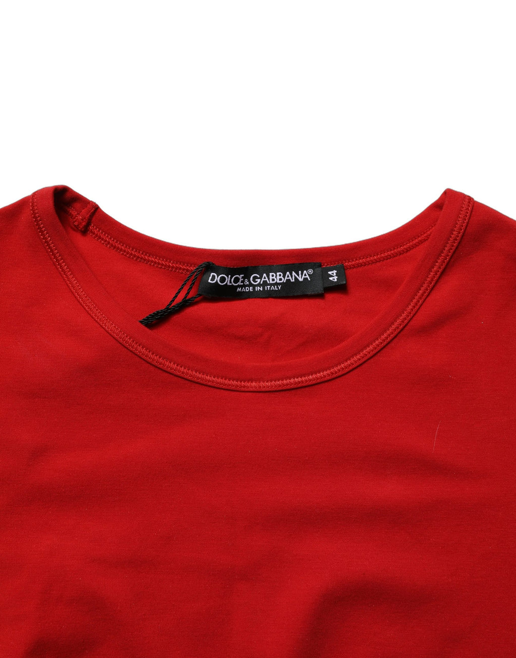 Dolce & Gabbana Red Cotton Logo Tape Cropped Short Sleeve T-shirt