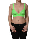 Dolce & Gabbana Neon Green Soft Cup Logo-Trim Bra Cropped Top