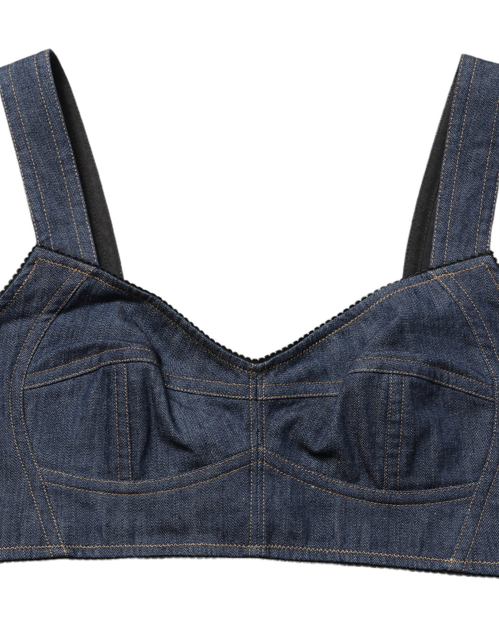 Dolce & Gabbana Black Denim Corset Bralette Cotton Cropped Top