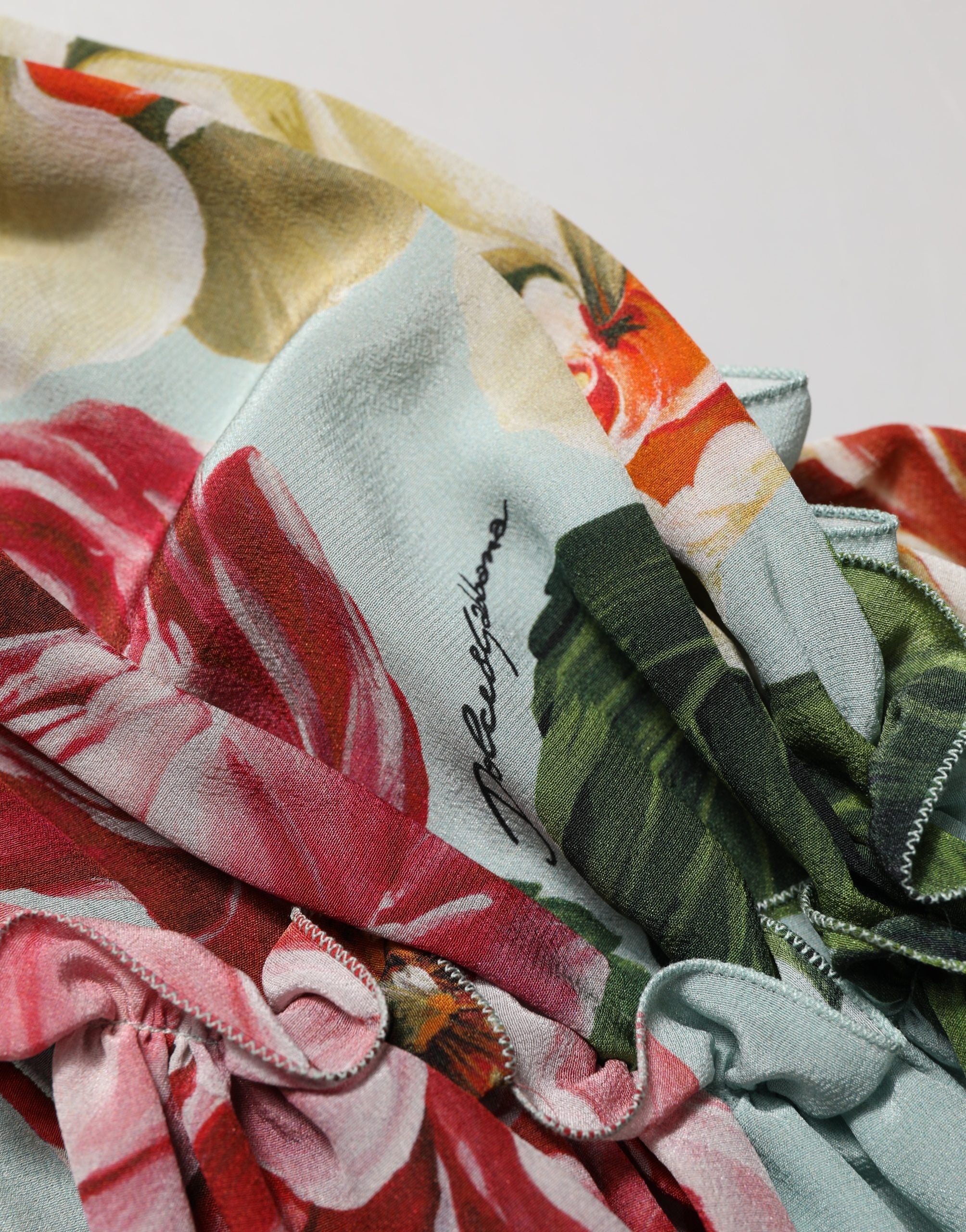 Dolce & Gabbana Multicolor Floral Silk Cropped Shirt Top