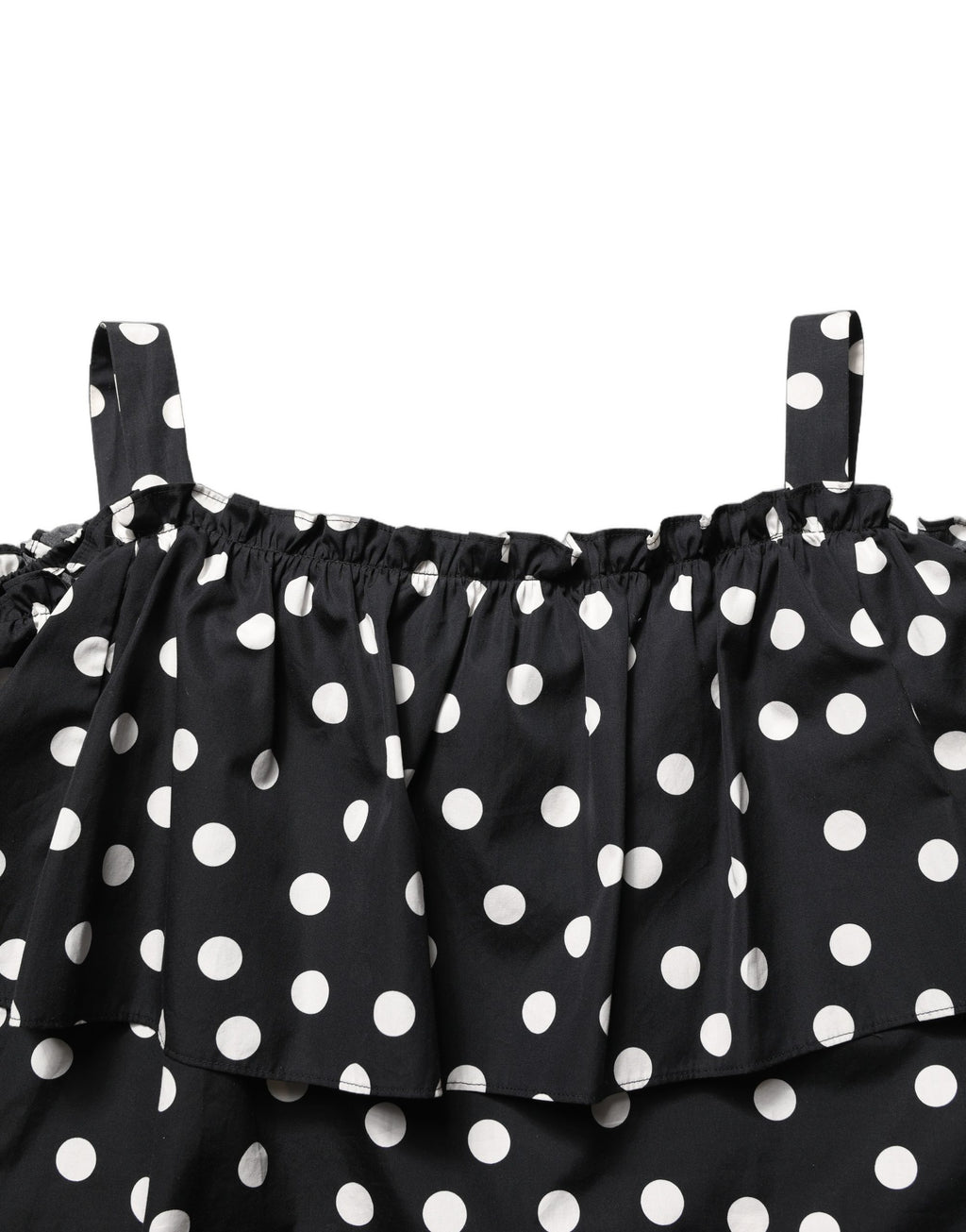 Dolce & Gabbana Black White Polka Dot Off Shoulder Top